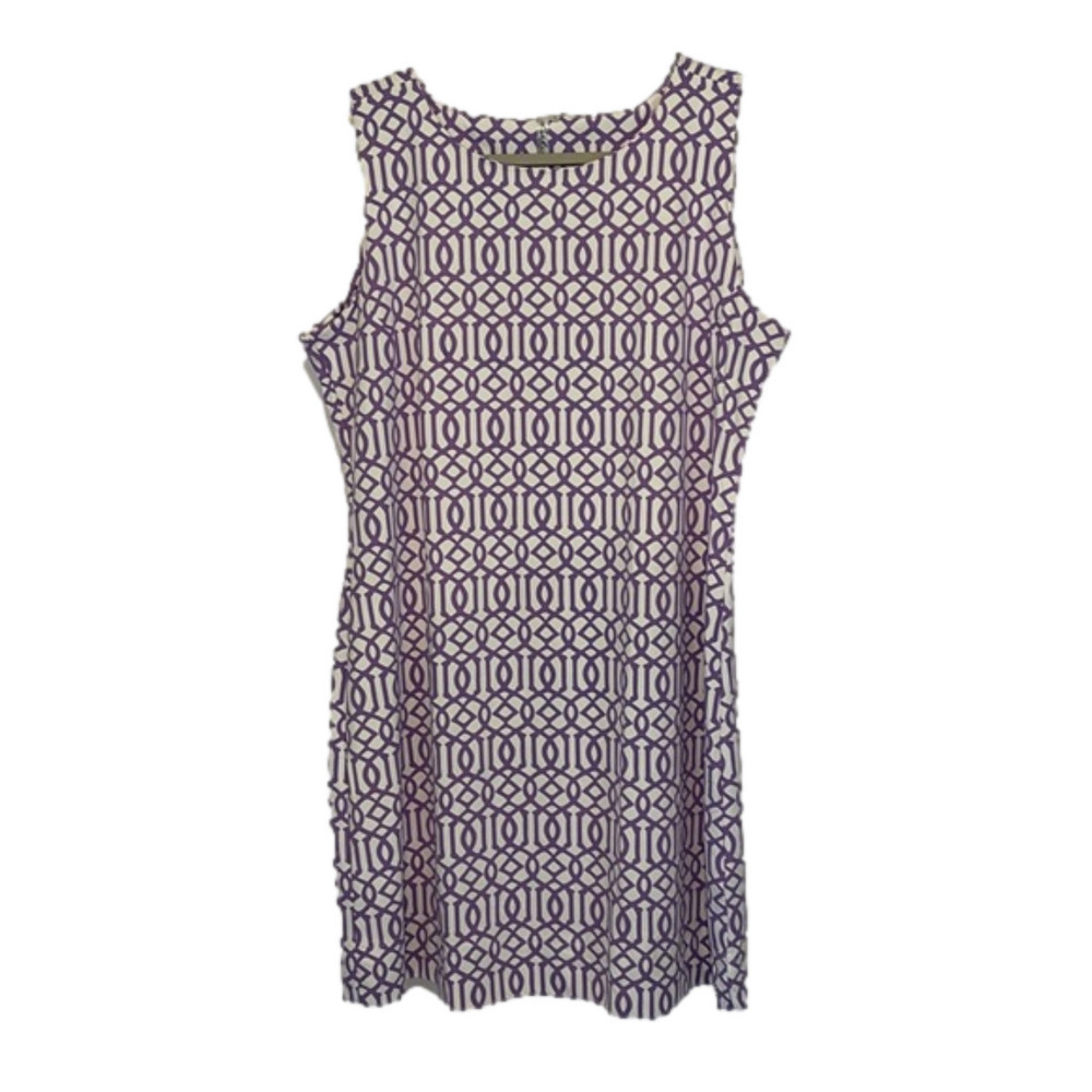 Lulu B summer dress, geometric purple and white design, size XL - Picture 2 of 9